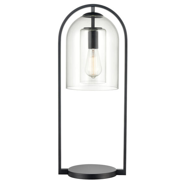 BellJar Matte Black and Clear One-Light Desk Lamp, image 1