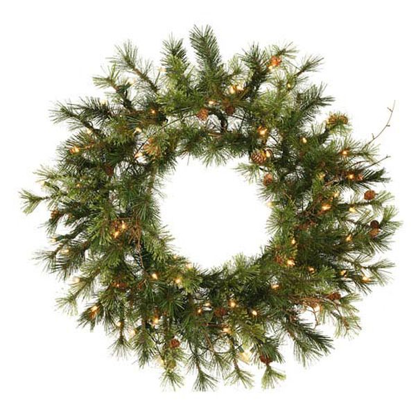 Mixed Country Pine 30-Inch Wreath w/50 Clear Dura-Lit Lights and 120 Tips, image 1