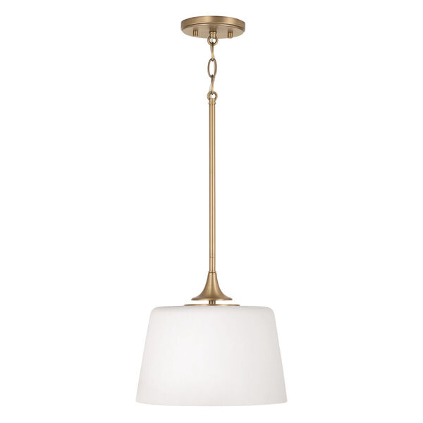 Presley Aged Brass One-Light Semi Flush Mount with Soft White Glass, image 5