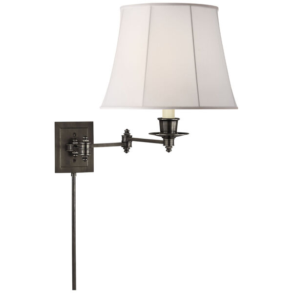 Triple Swing Arm Wall Lamp in Bronze with Linen Shade by Studio VC, image 1