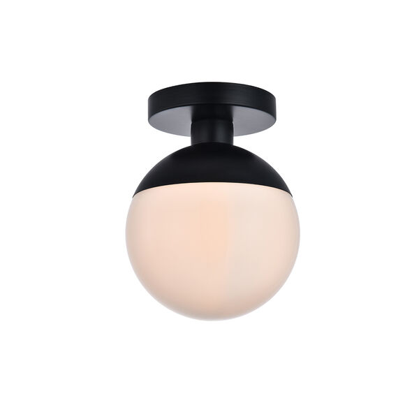 Eclipse Black and Frosted White Eight-Inch One-Light Semi-Flush Mount, image 3