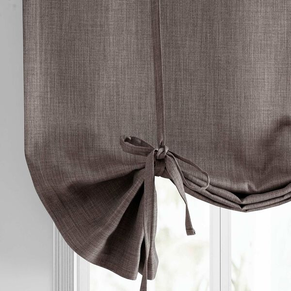 Mink Faux Grey Linen Room Darkening Tie-Up Window Shade Single Panel, image 6