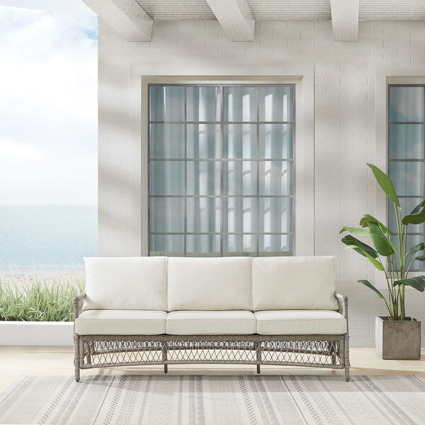 Thatcher Creme and Driftwood Outdoor Wicker Sofa, image 3