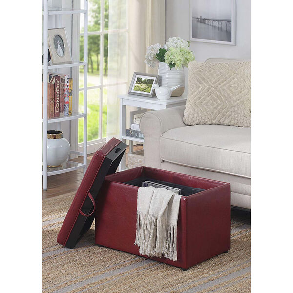 Designs4Comfort Burgundy Faux Leather 16-Inch Storage Ottoman, image 1