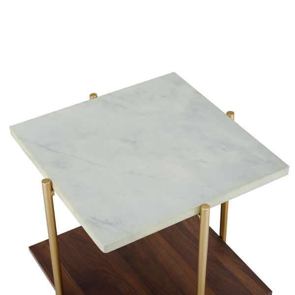 Marble and Gold Square Side Table, image 4