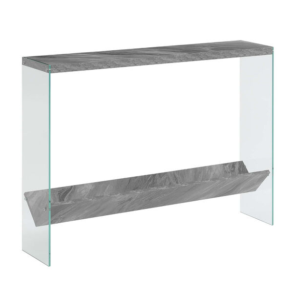 SoHo Gray Faux Marble and Glass V-Console Table with Shelf, image 1