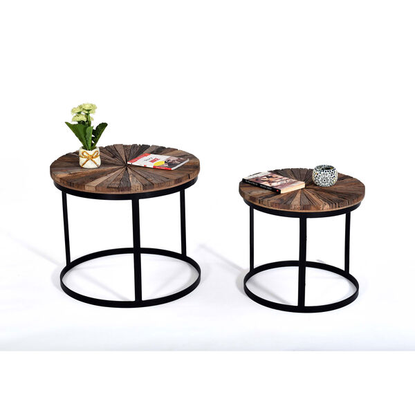 Layover Natural and Black Iron Nesting Table, image 3