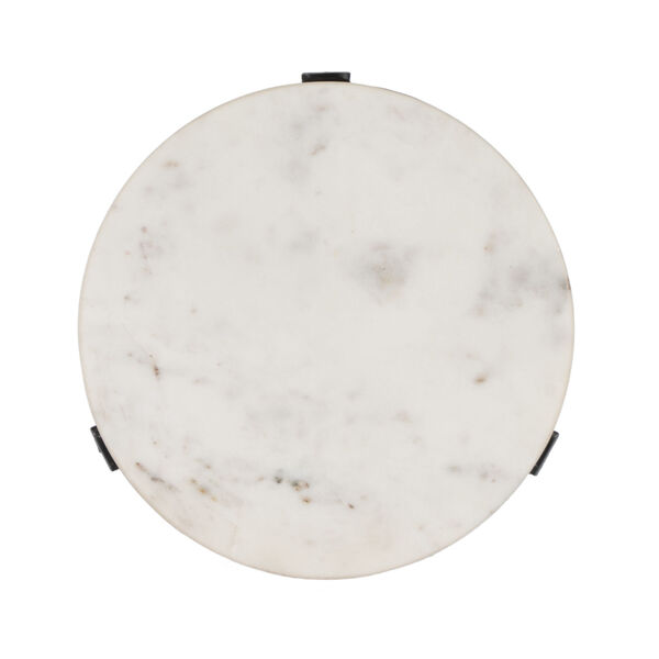 Freya Black and White Marble Iron Round Accent Table, image 4