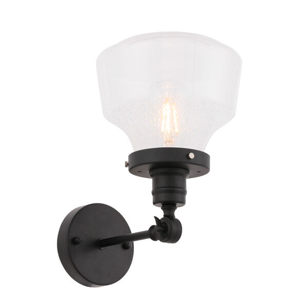 Lyle Black Eight-Inch One-Light Wall Sconce with Clear Seeded Glass, image 4