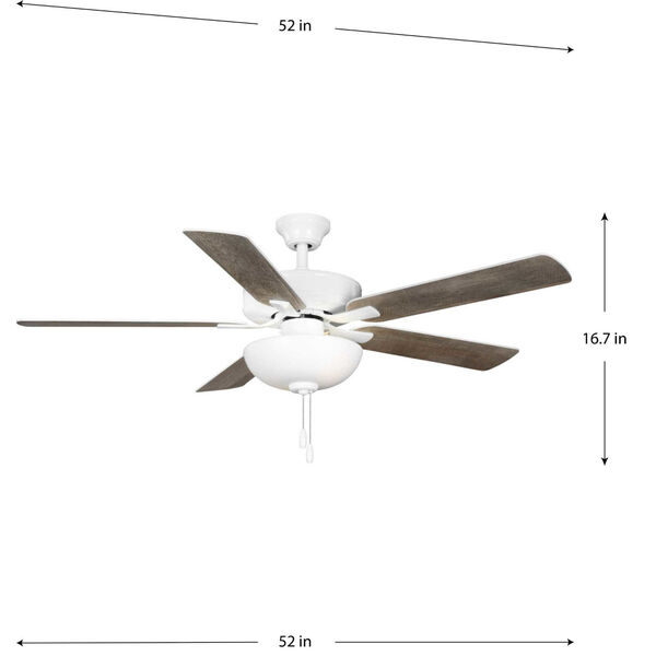 AirPro E-Star White Two-Light LED 52-Inch Ceiling Fan with Etched White Glass Light Kit, image 6