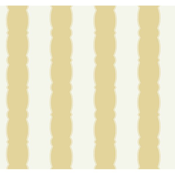 Grandmillennial Yellow Scalloped Stripe Pre Pasted Wallpaper, image 2