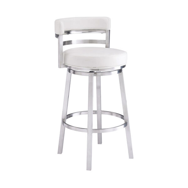Madrid White and Stainless Steel 26-Inch Counter Stool, image 1