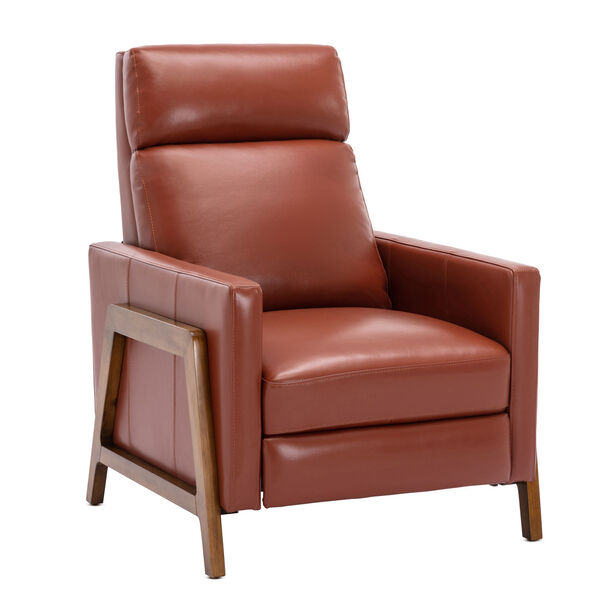 Reed Caramel and Chestnut Brown Leather Push Back Recliner, image 1