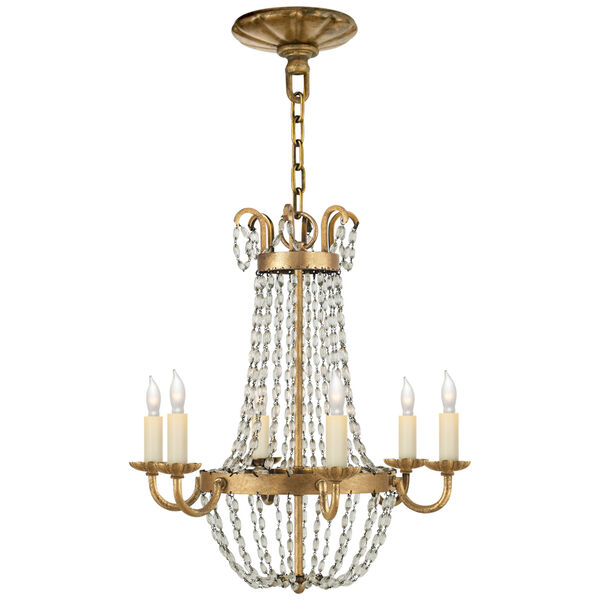 Petite Paris Flea Market Chandelier in Gilded Iron and Seeded Glass by Chapman and Myers, image 1