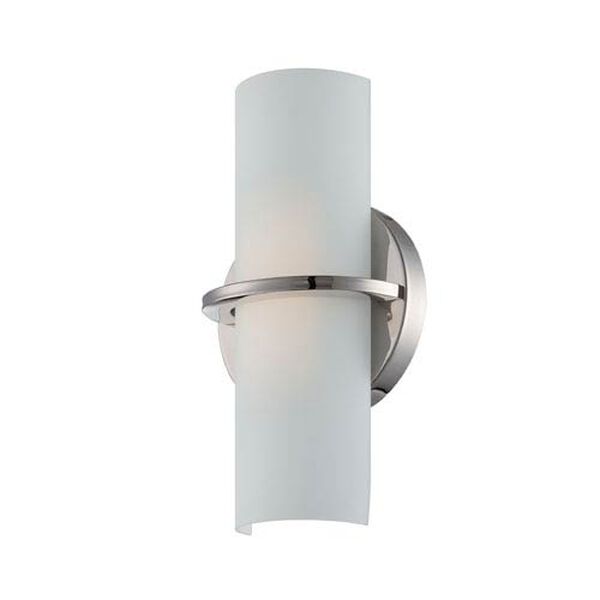 Tucker Polished Nickel One Light LED Vanity Fixture with Etched Opal Glass, image 1