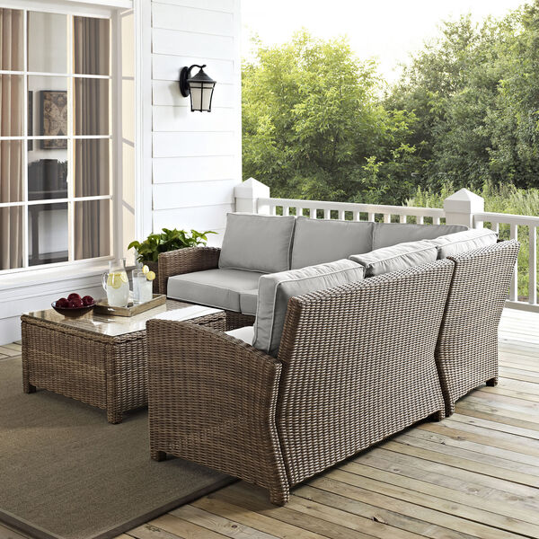 Bradenton Weathered Brown and Gray Outdoor Wicker Sectional Set, 4-Piece, image 4