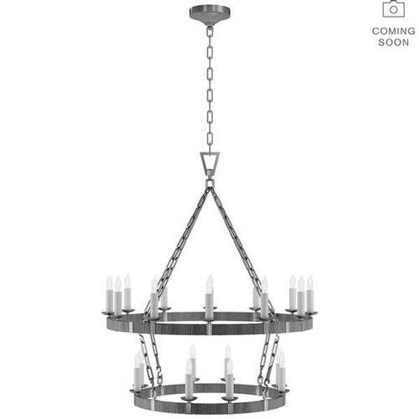 Darlana Aged Iron and Natural 20-Light Medium Two Tier Chandelier by Chapman and Myers, image 1