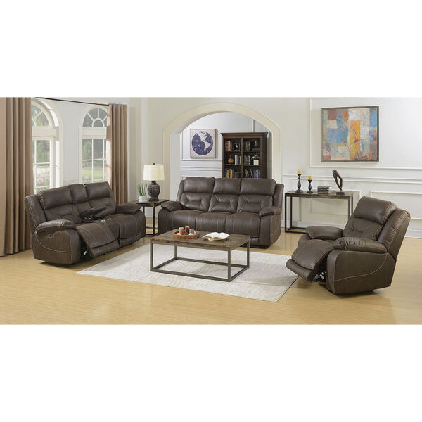 Aria Saddle Brown Loveseat with Console and Power Head Rest, image 5