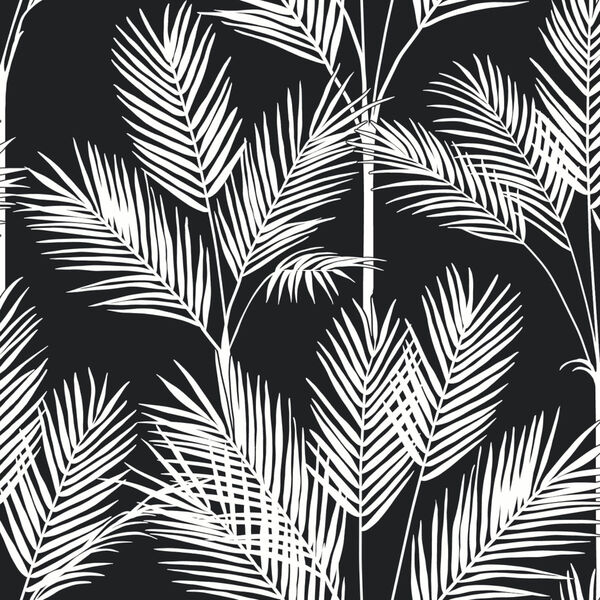 Waters Edge Blue King Palm Silhouette Botanical Pre Pasted Wallpaper - SAMPLE SWATCH ONLY, image 2