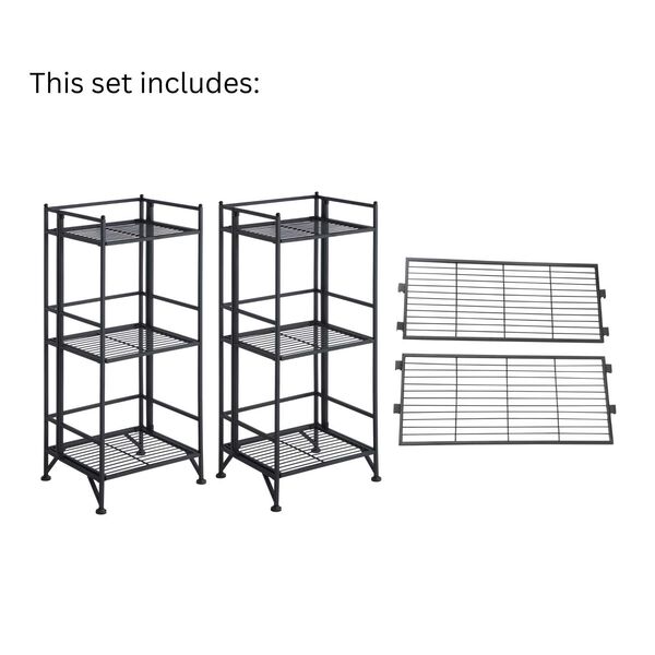 Xtra Storage Three-Tier Folding Metal Shelves with Set of Two Extension Shelves, image 5
