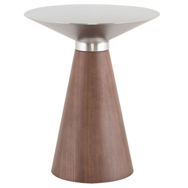 Iris Brushed Silver and Walnut Side Table, image 1