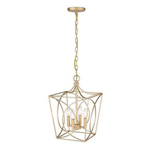 Tracy Painted Modern Gold 12-Inch Four-Light Pendant Light, image 1
