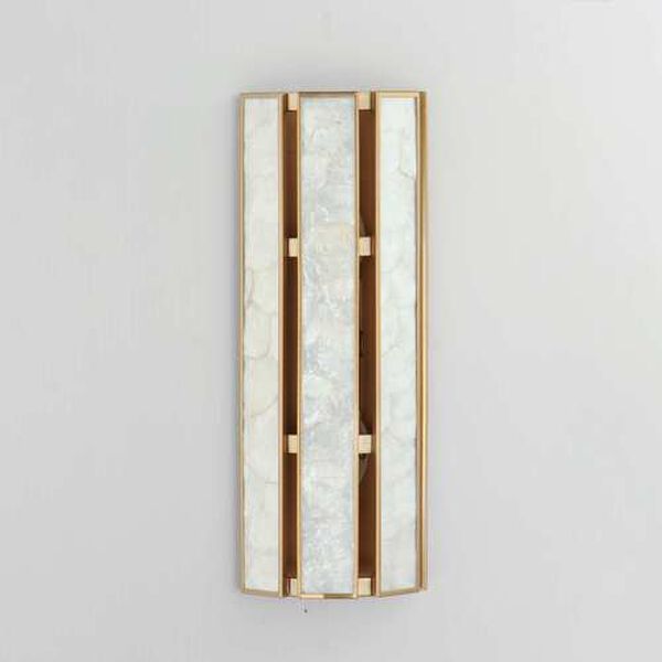 Miramar Capiz Natural Aged Brass Two-Light Wall Sconce, image 2
