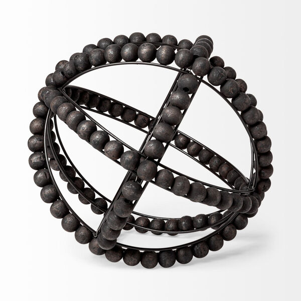 Earnhardt II Black Decorative Metal Orb with Beads, image 4