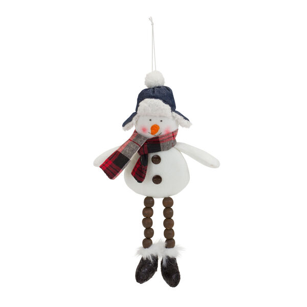 White Plush Snowman Novelty Ornament, Set of Six, image 1