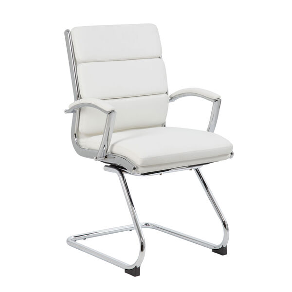 Boss White Executive Chair with Metal Chrome, image 1
