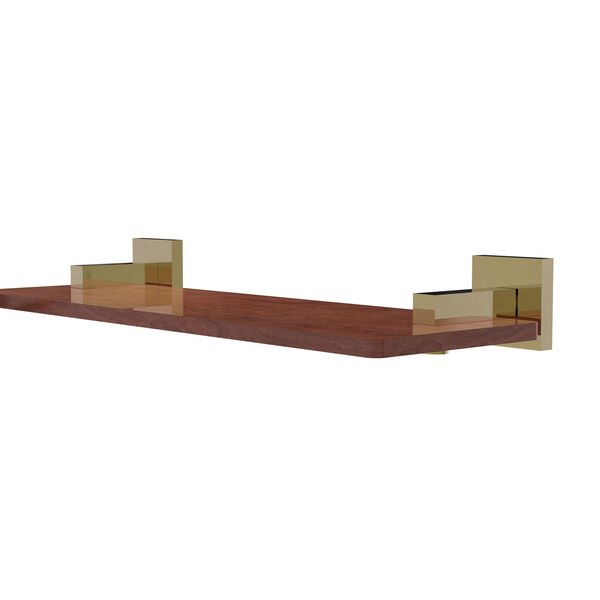 Montero Unlacquered Brass 16-Inch Solid IPE Ironwood Shelf, image 1