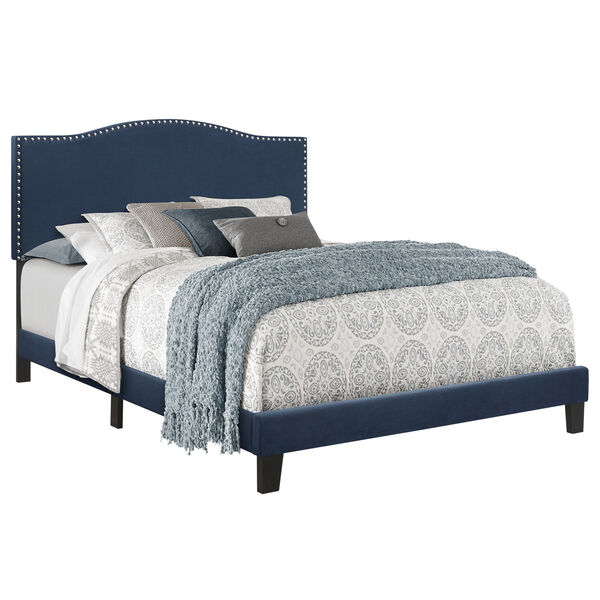 Kiley Black And Blue Velvet Upholstered Bed, image 1