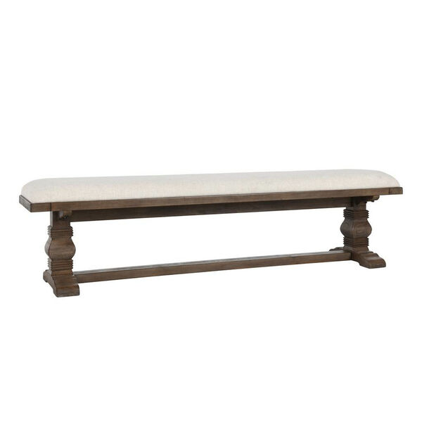 Quincy Weathered Brown and White Upholstered Bench, image 1