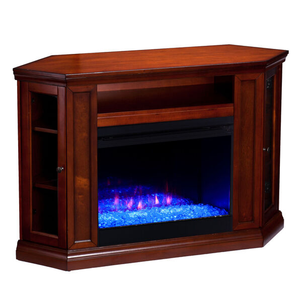 Claremont Brown mahogany Color Changing Convertible Corner Electric Fireplace, image 5