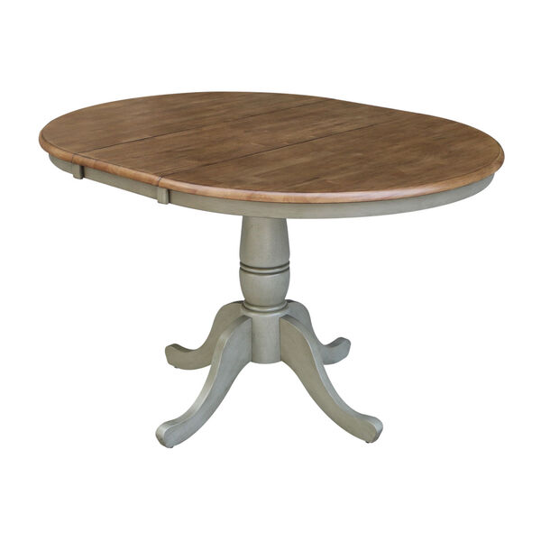 Hickory and Stone 36-Inch Width Round Top Dining Height Pedestal Table With 12-Inch Leaf, image 5