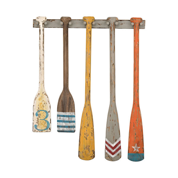 Multicolor Hand Painted Oars Wall Display, image 1