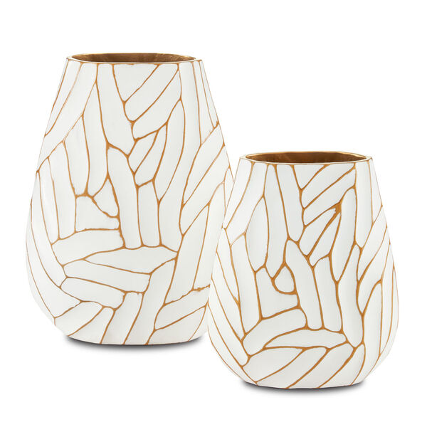 Anika White and Gold Vase, Set of 2, image 1