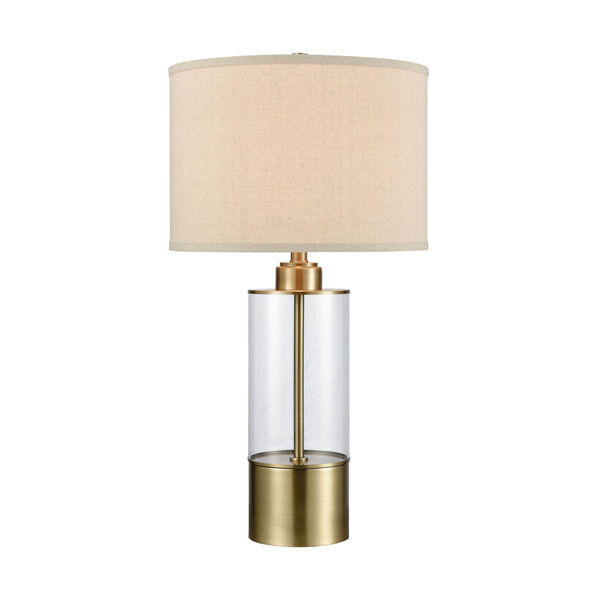 Fermont Clear Glass and Antique Brass 15-Inch Table Lamp, image 1