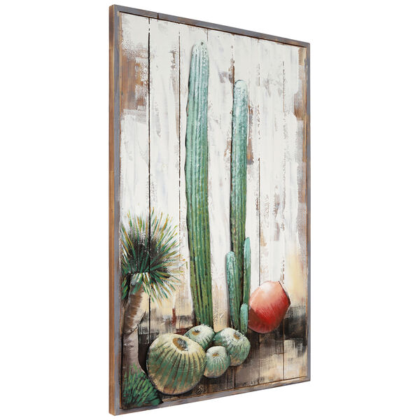 Cacti Hand Painted Solid Wood Framed Wall Art, image 3