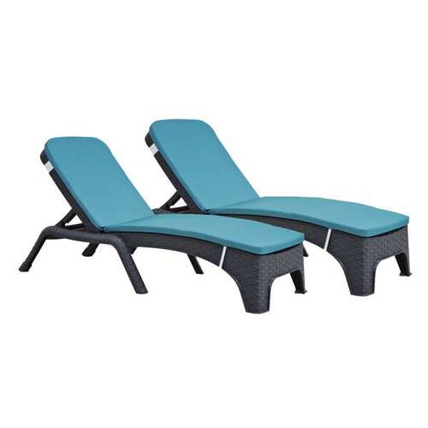 Roma Anthracite Teal Outdoor Chaise Lounger with Cushion, Set of Two, image 1