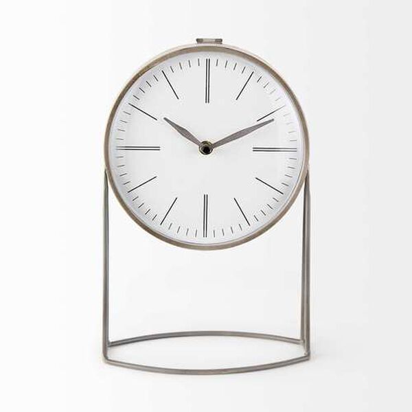 Aurus Matte Gray Metal Table Clock, image 2