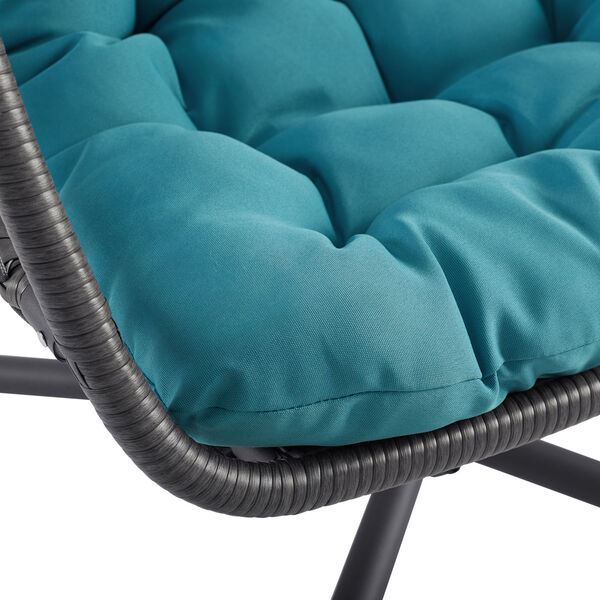 Gray and Teal Outdoor Swing Egg Chair with Stand, image 5