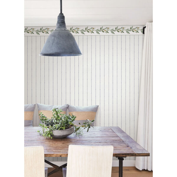 Simply Farmhouse Navy and Cream In Stitches Stripe Wallpaper, image 1