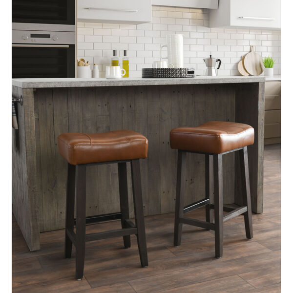 Lauri Caramel and Dark Brown Backless Counterstool, image 2