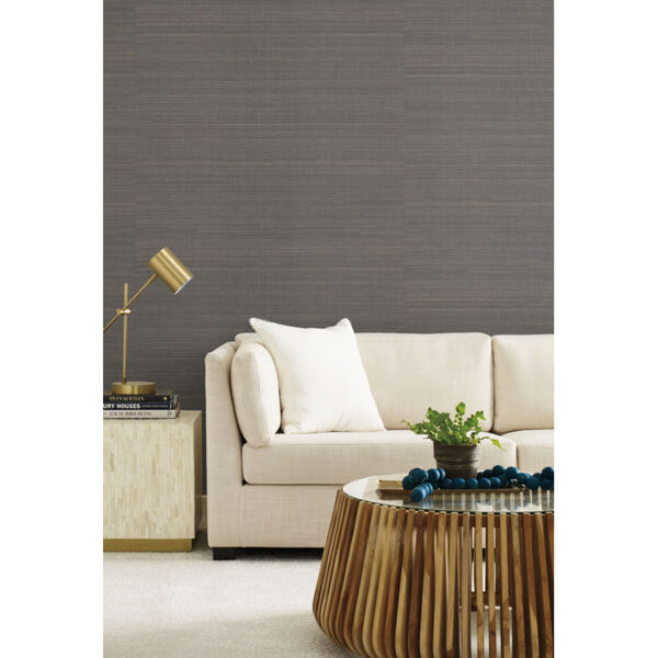 Antonina Vella Elegant Earth Charcoal Abaca Weaves Wallpaper, image 1