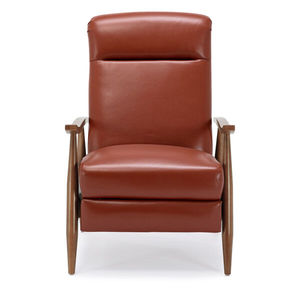 Fairview Caramel and Chestnut Brown Leather Push Back Recliner, image 2