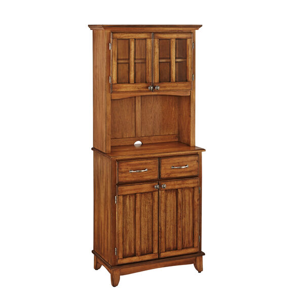 Cottage Oak Buffet with Two Door Hutch and Cottage Oak Wood Top, image 1