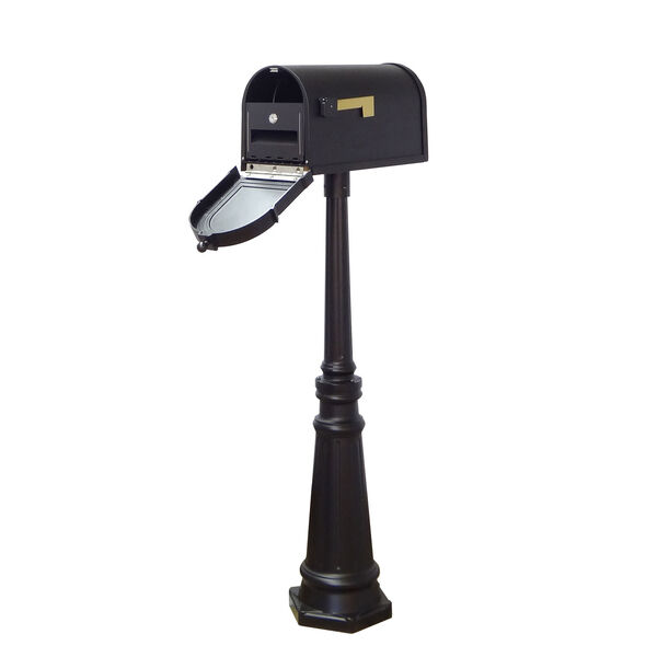 Berkshire Curbside Mailbox with Locking Insert and Tacoma Mailbox Post in Black, image 1