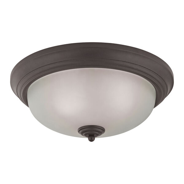 Huntington Oil Rubbed Bronze Three-Light Flush Mount with White Glass Shade, image 1