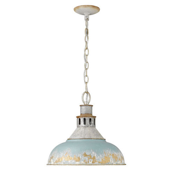 Kinsley Aged Galvanized Steel 14-Inch One-Light Pendant with Antique Teal Shade, image 2